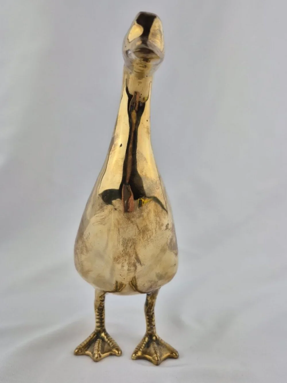 Vintage MCM Hollywood Regency Solid Free Standing Brass Duck Figurine Farmhouse